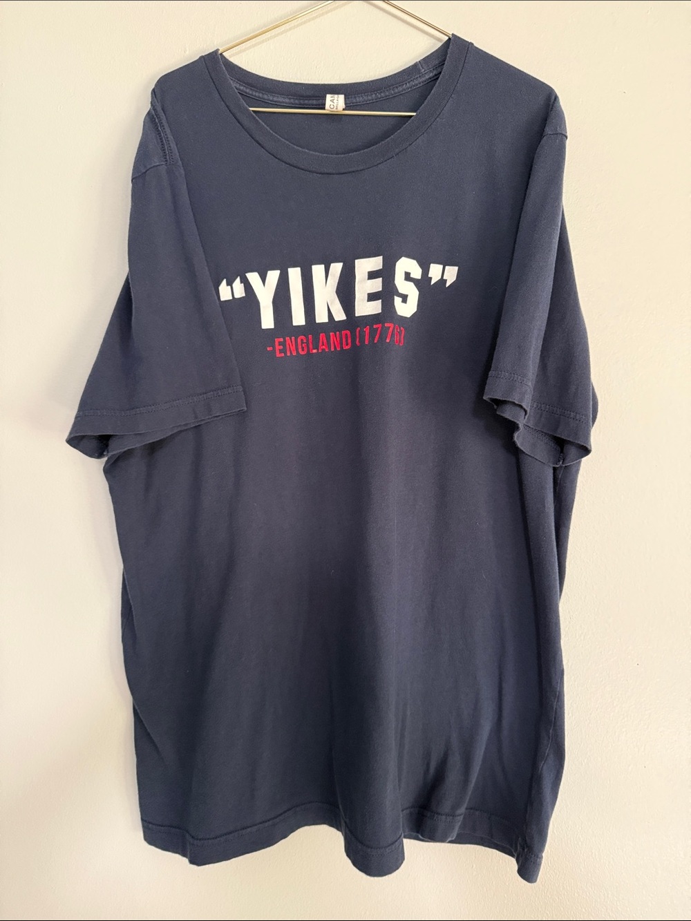 Classic Navy Short Sleeve Graphic Tee with 'YIKES' Print